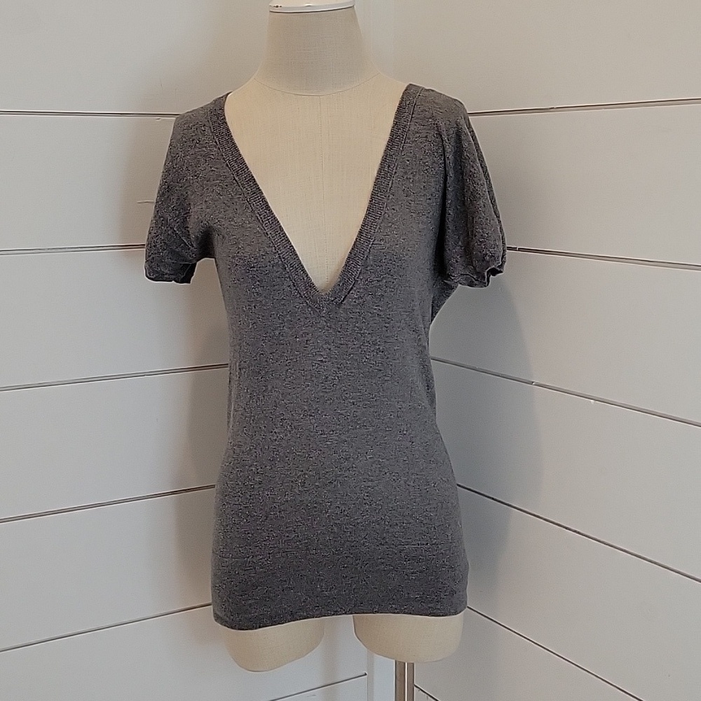 American Eagle Outfitters small deep v neck short sleeve sweater